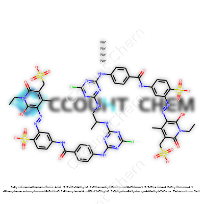 3-Pyridinemethanesulfonic Acid, 5,5′-[(1-Methyl-1,2-Ethanediyl)Bis[Imino(6-Chloro-1,3,5-Triazine-4,2-Diyl)Imino-4,1-Phenylenecarbonylimino(6-Sulfo-3,1-Phenylene)Azo]]Bis[1-Ethyl-1,2-Dihydro-6-Hydroxy-4-Methyl-2-Oxo-, Tetrasodium Salt
